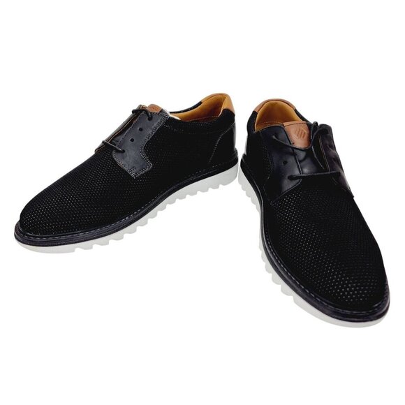 Men's Johnston & Murphy Algood Knit Plain Almond Toe Taupe Lace Up Shoes - Picture 9 of 13